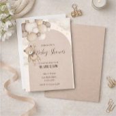 Neutral Teddy Bear Baby Shower Invitation  招待状