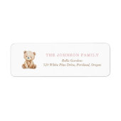 Neutral Teddy Bear Baby Shower Return Address ラベル (正面)