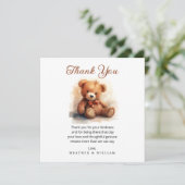 Neutral Teddy Bear Baby Shower Thank You サンキューカード (スタンド正面)