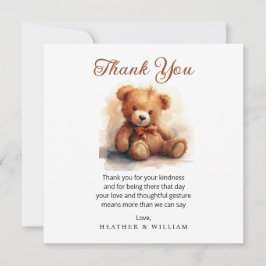 Neutral Teddy Bear Baby Shower Thank You サンキューカード