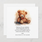 Neutral Teddy Bear Baby Shower Thank You サンキューカード (正面/裏面)