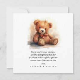 Neutral Teddy Bear Baby Shower Thank You サンキューカード