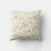 Neutral Teddy Bear Circle Pattern Beige Baby (1) クッション (裏面)