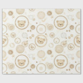 Neutral Teddy Bear Circle Pattern Beige Baby (1) ラッピングペーパー (フラット)