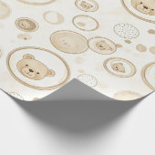 Neutral Teddy Bear Circle Pattern Beige Baby (1) ラッピングペーパー (角)