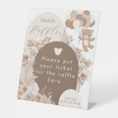 Neutral Teddy Bear Diaper Raffle Ticket Box Sign 台座サイン (正面)