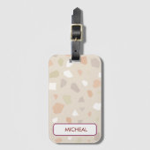 Neutral Terrazzo Pattern Background ラゲッジタグ (正面縦)
