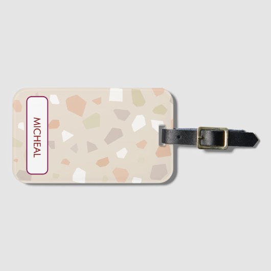 Neutral Terrazzo Pattern Background ラゲッジタグ (正面横)