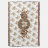 Neutral “Thanksgiving Taupe Leaves” スローブランケット (正面縦)