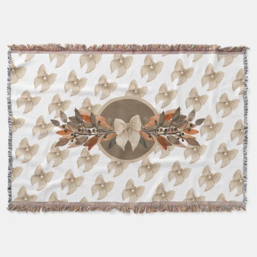 Neutral “Thanksgiving Taupe Leaves” スローブランケット (正面)