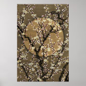 Neutral Tone Full Moon Cherry Blossom Design Art ポスター (正面)