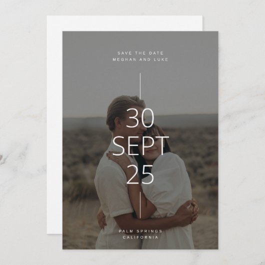 Neutral Tones Save the Date Card 招待状 (正面/裏面)