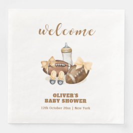 Neutral Touchdown Football Baby Shower Welcome