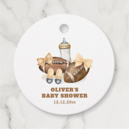 Neutral Touchdown Football Boy Baby Shower フェイバータグ