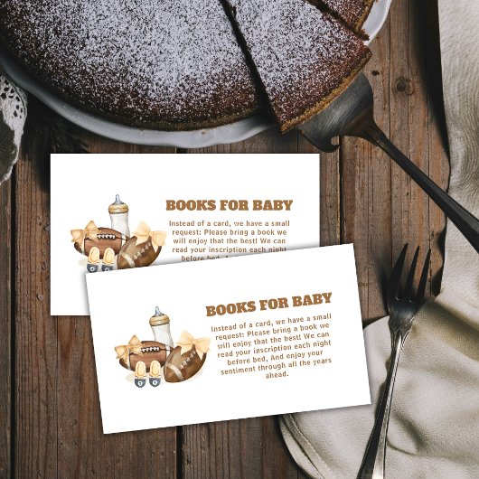 Neutral Touchdown Football Boy Books Baby Shower エンクロージャーカード