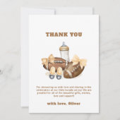 Neutral Touchdown Football Sport Boy Baby Shower サンキューカード (正面)