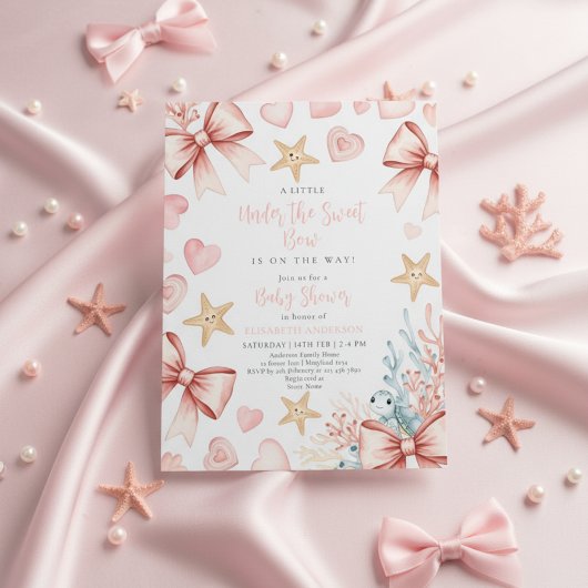 Neutral under the sea bow sweetheart baby shower 招待状