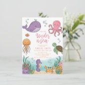 Neutral under the sea ocean corals baby shower 招待状 (スタンド正面)