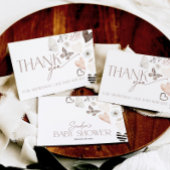 Neutral Valentines Baby Shower Butterly Thank You サンキューカード