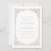 Neutral Vintage Frame Elegant Wedding  招待状 (正面)