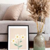 Neutral Wall Art, White Beige Floral Illustration  フォトプリント