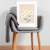 Neutral Wall Art, White Beige Floral Illustration  フォトプリント