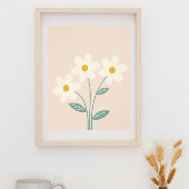 Neutral Wall Art, White Beige Floral Illustration  フォトプリント