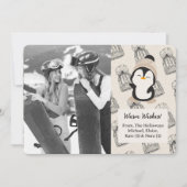 Neutral Warm Wishesモダンペンギン写真 シーズンカード (正面)
