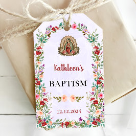 Neutral Watercolor Floral Baptism  ギフトタグ