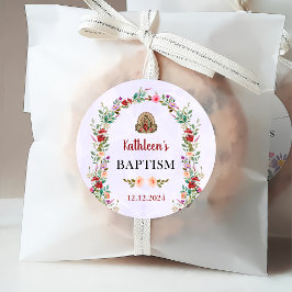 Neutral Watercolor Floral Baptism  フェイバータグ