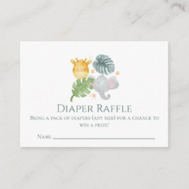 Neutral Watercolor Jungle Animals Baby Shower エンクロージャーカード