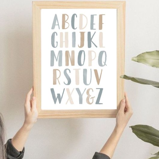 Neutral Watercolor Literacy Nursery ポスター