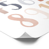 Neutral Watercolor Numbers Nursery Poster ポスター (角)