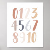Neutral Watercolor Numbers Nursery Poster ポスター (正面)