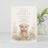 Neutral Watercolor Otter Baby Shower | Woodland 招待状 (スタンド正面)