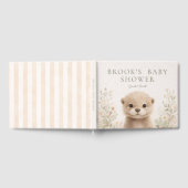 Neutral Watercolor Woodland Otter Baby Shower ゲストブック (全面)