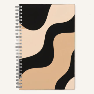 Neutral Wave Pattern Notebook in Beige and Black ノートブック