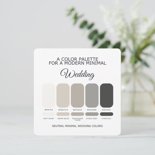 Neutral Wedding Color Palette Card 招待状 (スタンド正面)