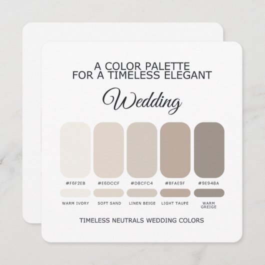 Neutral Wedding Color Palette Card 招待状 (正面/裏面)
