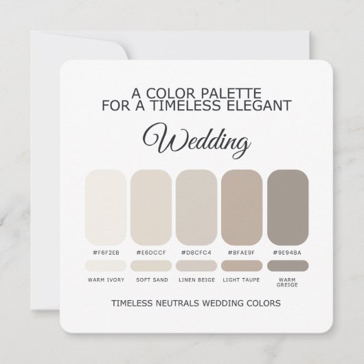 Neutral Wedding Color Palette Card 招待状 (正面)