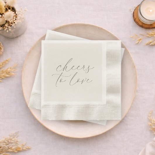 Neutral Wedding Napkins “Cheers to Love” 縁ありカクテルナプキン