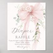 Neutral Whimsical Bow Diaper raffle Baby shower ポスター (正面)