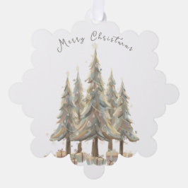 Neutral White Christmas Trees Cream Holiday オーナメントカード