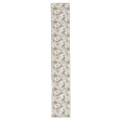 Neutral White Flowers Ivory Beige Table Runner ロングテーブルランナー (正面)