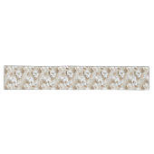 Neutral White Flowers Ivory Beige Table Runner ロングテーブルランナー (横)