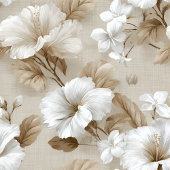 Neutral White Flowers Ivory Beige Table Runner ロングテーブルランナー