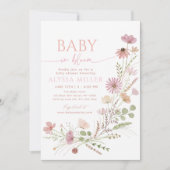 Neutral Wildflower Baby in Bloom Baby Shower 招待状 (正面)