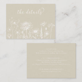 Neutral Wildflower Details Card Minimalist Wedding エンクロージャーカード