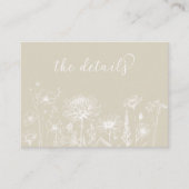 Neutral Wildflower Details Card Minimalist Wedding エンクロージャーカード (正面)