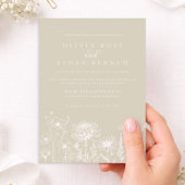 Neutral Wildflower Line Art Wedding Invitation 招待状
